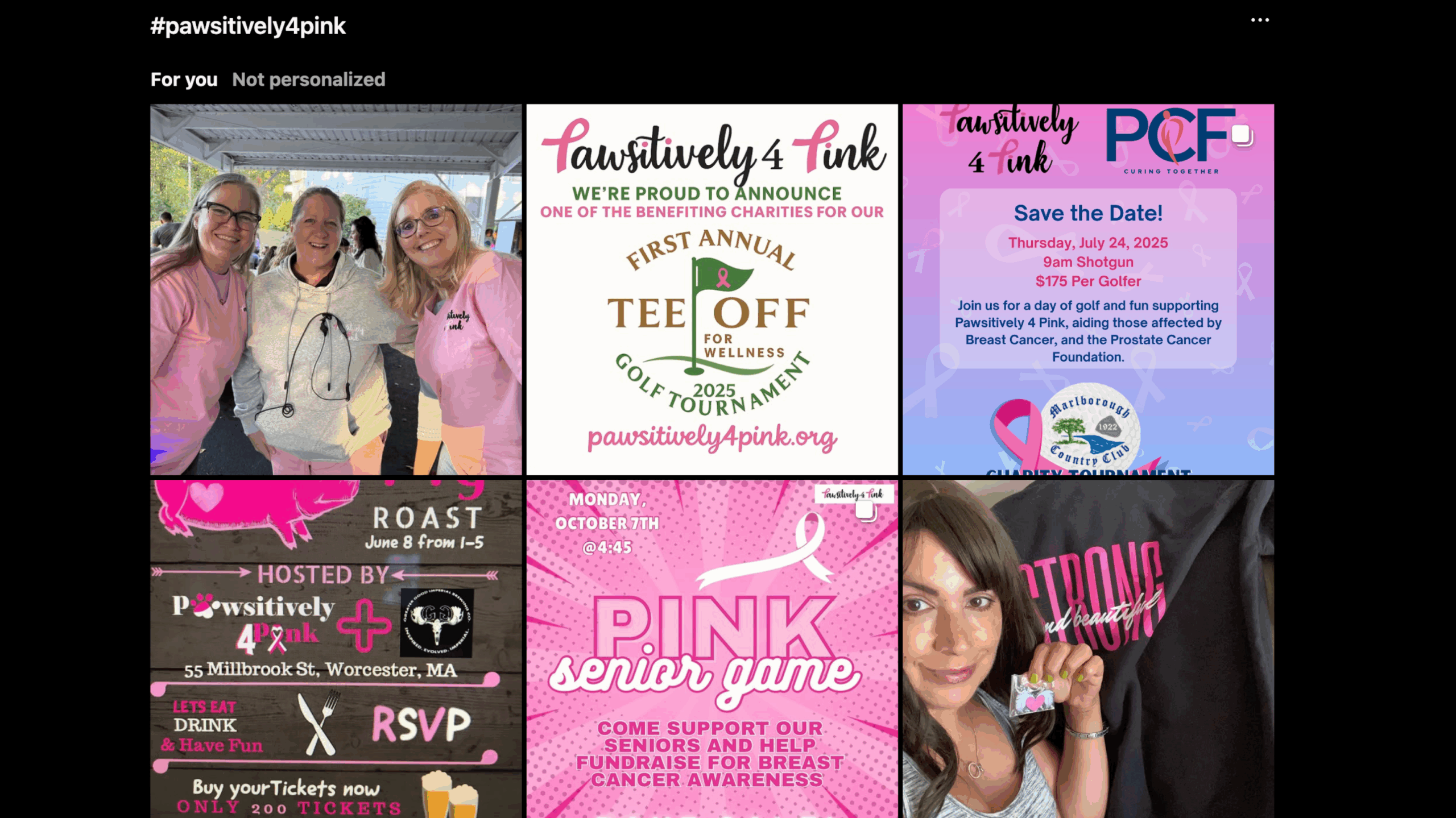 image shows the #pawsitively4pink on social media, representing how you can use your own platform to help raise awareness for breast cancer patients.